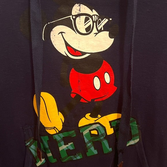 Disney Parks Womens Medium Mickey Mouse Nerd Hoodie Medium Some Stains & Weat - Picture 3 of 9